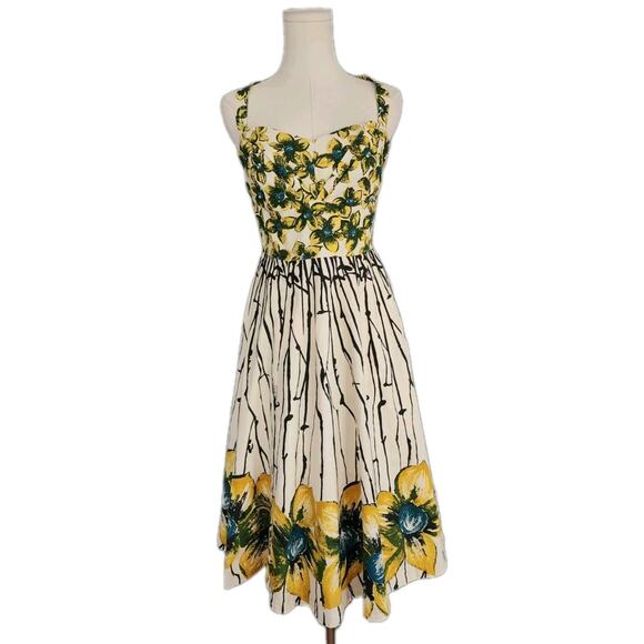 Anthropologie Girls from Savoy Midi Pinup Dress Burgeoning Sunflower Sz 8 NWOT - Picture 2 of 8